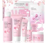 Sakura Coffrets de Soins pour la Peau, Coffret Skincare, Coffret Beauté Ado Fille, avec Crème Nettoyante, Toner, Sérum, Masque Visage, etc, Routine de Soin Complète, 12 Pièces
