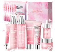 Sakura Coffrets de Soins pour la Peau, Coffret Skincare, Coffret Beauté Ado Fille, avec Crème pour Mains, Crème Visage, Lotion Tonique, Lait, Nettoyant, Masque Visage, Contour des Yeux, Sérum, 12Pcs