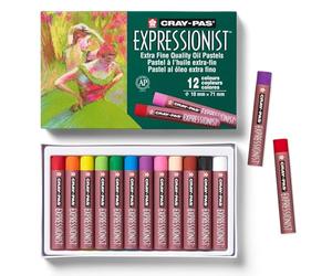 SAKURA Cray-Pas Expressionist Oil Pastel Set - 12 couleurs intenses - Fine Art Quality for Portraits & Landscapes - Soft & Easy Application on Paper, Canvas, Wood, Plastic, Stone