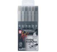 SAKURA crayon pinceau Koi Coloring Brush étui de 6 pièces gris