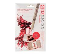 Sakura Creative Kit, 3 stylos, 3 x Feuilles de Papier Multimédia A6 (Samurai)
