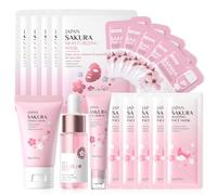 Sakura Ensemble de Soins de la Peau 18 Pièces, Coffrets de Soins pour la Peau, Coffret Beauté Ado Fille, Sakura Soin Adolescente, Coffret Soin Visage Femme, Kit de Soins de La Peau Hydratants