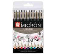 Sakura Stylos Pigma Micron 05 – Pointe calibrée 0,45 mm – Encre résistante à l'eau – Set 9 couleurs