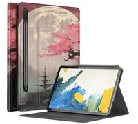 Sakura Étui pour tablette Samsung Galaxy Tab S9 Plus/S9 FE Plus 5G 12,4" 2023, angles de vue multiples avec porte-stylo, mise en veille/réveil automatique pour Galaxy Tab S9+ Motif cerisier