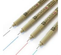 Sakura Fineliner Pigments 0,2Mm Noir, Bleu, Rouge, Vert Pack De 4