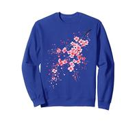 Sakura Fleurs de Cerisier japonaises Vintage Sweatshirt, Unisexe pour Adultes, Bleu Royal, XL