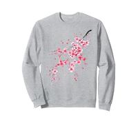 Sakura Fleurs de Cerisier japonaises Vintage Sweatshirt, Unisexe pour Adultes, Gris Chiné, XXL