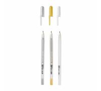 Sakura Gel Rouleau Métallique Brillant Ensemble (3 Pcs) Or, Blanc Et Argent,, Marqueurs, Marqueurs Permanents, Marqueurs, Art Fournitures