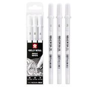 Sakura Stylo encre gel Gelly Roll Basic Blanc – Encre gel pigmentée 0,3/0,4/0,5 mm – Set de 3