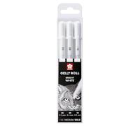 SAKURA Gelly Roll Basic Blanc Stylo Encre Gel Set of 3, Tailles variées | Stylos opaques pour la décoration, le lettering et le DIY