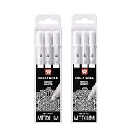 SAKURA Gelly Roll Blanc, 6 stylos Bright White dans un étui, Mix-Size 08