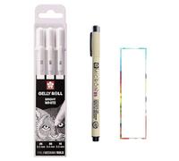 SAKURA Gelly Roll Blanc, stylos Bright White dans un étui, Mix-Size 05/08/10 Pigma Micron Noir 05