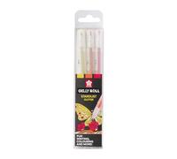 SAKURA Gelly Roll Lot de 3 stylos à encre gel pailletée Motif étoile dorée et étoile rouge Pour l'écriture, le dessin et la décoration
