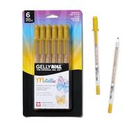 SAKURA Gelly Roll Lot de 6 stylos à pointe moyenne métallique Doré