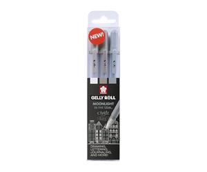 SAKURA Gelly Roll Moonlight 06 Gel Pen Set - Tons Gris Urbains - 0.35 mm Fine Line - 3 Couleurs