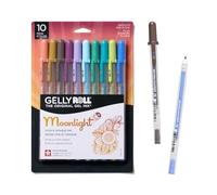 SAKURA Gelly Roll Moonlight Lot de 10 stylos à encre gel - Stylo à encre audacieuse pour journal, art ou dessin - Encre assortie terre et bijou - Ligne audacieuse