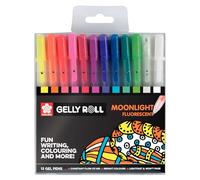 SAKURA Gelly Roll Moonlight Stylo Encre Gel Fluorescent Set de 12 couleurs | Stylos pour l'écriture, le dessin, le bullet journaling et le lettering