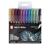 SAKURA Gelly Roll Stylo Encre Gel Metallique Set de 12, Couleurs Assorties | Stylos pour l'écriture, le dessin, le bullet journal et le lettering