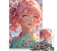 Sakura Harmony︰ Puzzle de 1000 pièces pour Adultes, représentant Une Fille d'anime aux Cheveux Roses Jeu de réflexion idéal pour la Maison et Les Loisirs Cadeau d'anniversaire (38x26cm)