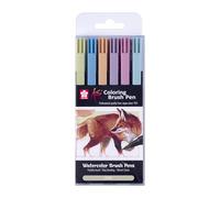 SAKURA Koi Colouring Brush Pen Set - Earth - 6 couleurs vibrantes à base d'eau - Conseils de pinceau flexibles - Idéal pour le croquis, le journal et les effets d'aquarelle.