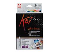 SAKURA Koi Water Colors Pocket Field Sketch Box | 24 demi godets + médium irisé