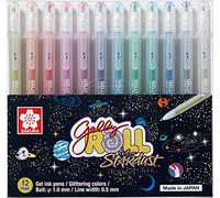 SAKURA Lot de 12 stylos à encre gel Gelly Roll Stardust - Couleurs vives et scintillantes
