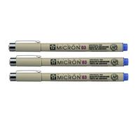 Sakura Lot De 3 Feutres Pigma Micron 03, Bleu