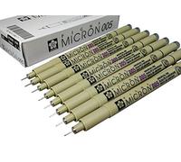 Sakura - Lot de 8 stylos Micron Pigma à encre pigmentées 005, 8 pct Noir