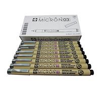 Sakura - Lot de 8 stylos Micron Pigma à encre pigmentées 03, 8 pct set Noir
