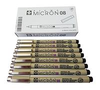 Sakura - Lot de 8 stylos Micron Pigma à encre pigmentées 08, 8 pct set Noir
