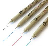 Sakura Micron Pigment Fineliners 0,3Mm Noir, Bleu, Rouge, Vert Pack De 4