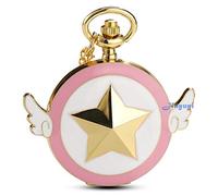 Sakura Montre de poche à quartz avec chaîne et boîte dorée