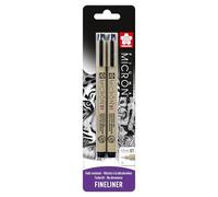 SAKURA Pigma Micron 01 Lot de 2 marqueurs Noir 0,25 mm