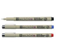 Sakura PIGMA MICRON 03 (0.35mm) Lot de 3 Couleurs, Rouge, Bleu, Noir, Made in Japan