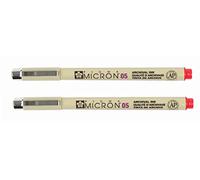 SAKURA Pigma Micron 05 Lot de 2 stylos à pointe fine Rouge Largeur de trait 0,45 mm