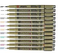Sakura Pigma Micron Artist Drawing Feutre Pen avec ensemble de Blanc classique Gelly Roll Pen, Lot de 12 05 colors + Black