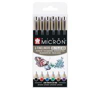 SAKURA Pigma Micron Fineliner Set - 0.45 mm - 6 Couleurs - Encre permanente résistante à l'eau - Idéal pour Zentangle, Artistes Manga et Hobbyistes