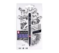 SAKURA Pigma Micron Fineliners Set De 3 + Etui A Stylos Gratuit | Encre Noire Waterproof, Tailles Assorties | Stylos Pour L'écriture, Le Dessin & Le Journaling