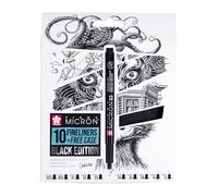 SAKURA Pigma Micron Fineliners Set De 6 + Etui A Stylos Gratuit | Encre Noire Waterproof, Tailles Assorties | Stylos Pour L'écriture, Le Dessin & Le Journaling