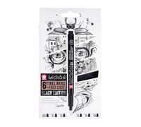 SAKURA Pigma Micron Fineliners Set De 6 + Etui A Stylos Gratuit | Encre Noire Waterproof, Tailles Assorties | Stylos Pour L'écriture, Le Dessin & Le Journaling