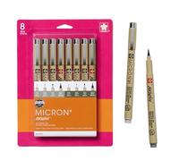 SAKURA Pigma Micron Lot de 10 stylos à pointe fine - Stylos à encre noire et grise pour écrire, dessiner ou journaliser - Tailles de points assorties