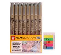 Sakura Pigma Micron Lot de 8 stylos à pointe fine et souple Couleurs assorties Ruban adhésif inclus