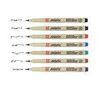 SAKURA Pigma Micron - Pigment Ecriture Pointe brush Pigma Brush Pinceau Stylo, Lot de 6 couleurs