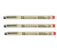 Sakura Pigma Micron - Pigment Ecriture Pointe Superfine + - 0,5 mm - Rouge [Lot de 3]