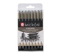 Sakura Pigma Micron – Set de 8 stylos, pointes calibrées, encre noire permanente résistante à l'eau