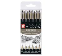 Feutres de précision - Sakura - Pigma Micron - 6 feutres - Pointe 0,2-0,5mm - Noir