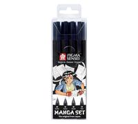Sakura Feutres Pigma Sensei - Set de 4 noir, pointes 0,3 à 1 mm - Professionnel