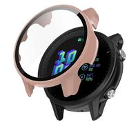 (Sakura Pink) For Garmin Forerunner 955 Full Protection Hard PC Watch Case Cover with Tempered Glass Screen Protector