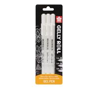 Sakura Stylo gel Gelly Roll - Set de 3 stylos - Encre blanche - Tailles 05/08/10
