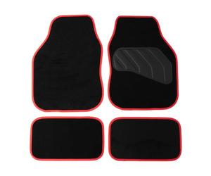Sakura SS5466 Lot de 4 Tapis de Voiture Rouge Pastel